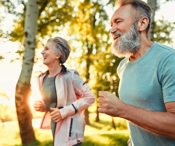 old couple running and exercising