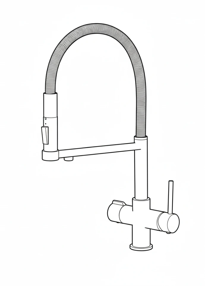 New Rio 3 way kitchen Tap Sketch