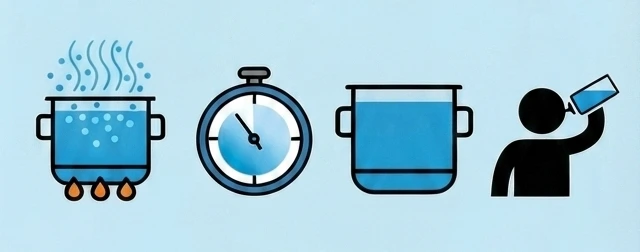 Process of boiling water suggested by Uisce Éireann. Boil, wait, let it cool, and then use it.